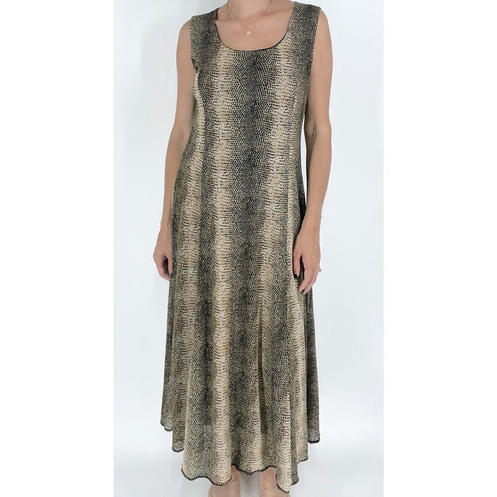 90s Jones NY Collection Sleeveless Animal Print Midi A Line Dress Size Medium